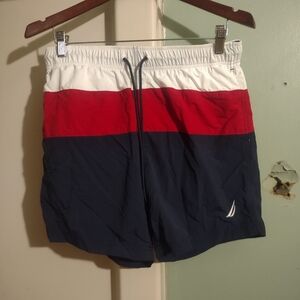 Men's Nautica size‎ medium Quick Dry Color Blocked 8" Swim Trunks